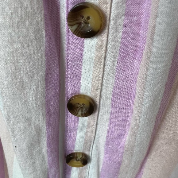 Torrid Linen Cotton Blend Midi Dress Striped Front Button with Pockets, - Picture 16 of 16